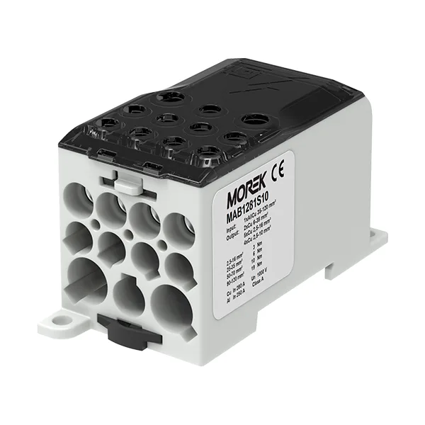 Блок распред. Morek OJL280A черно-серый, 1P, вх. 1x35_120mm² Al/Cu, вых. 4x2,5_10+5x2,5_16+2x6_35mm² Cu, 280(CU)/250(AL), винтовые зажимы