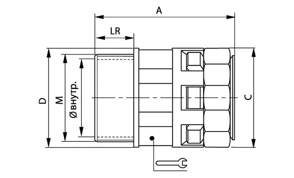 Муфта труба-коробка DN 12 мм, М16х1,5, полиамид, цвет черный