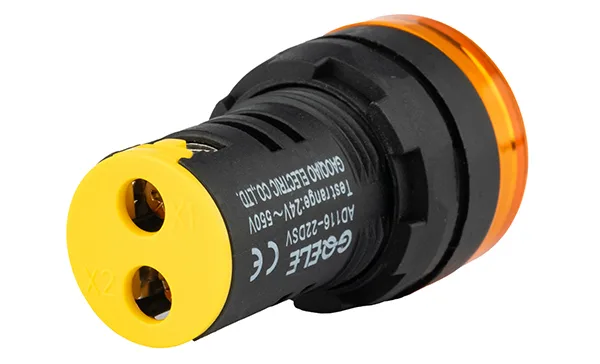 Индикатор напряжения светодиодный моноблочный AD116-22DSV, желтый, 24~550VAC, IP44, 22mm