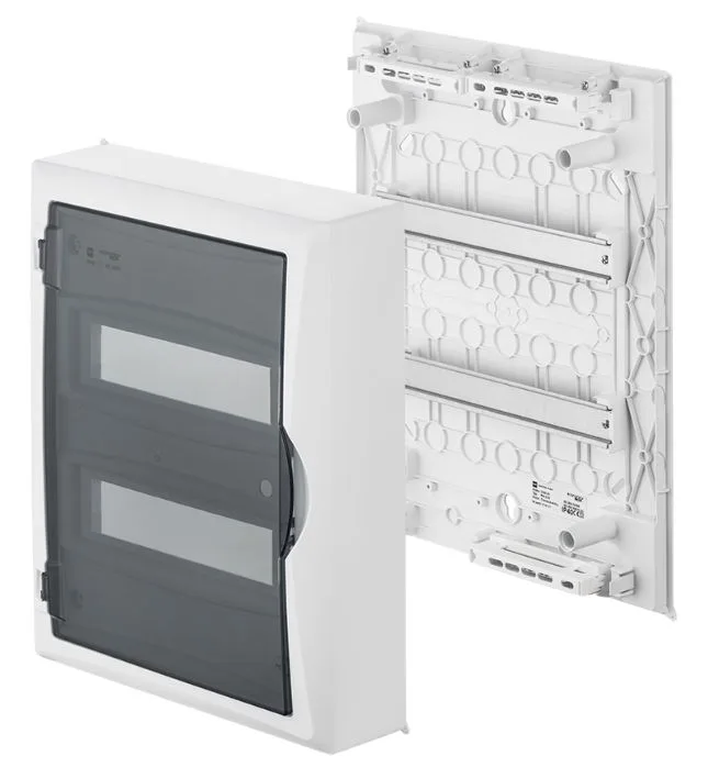 Щит навесной 2x12M, N/PE 3x 6x16+3x10mm2, дымчатая пласт. дверь, белый RAL9003, 434x354x105mm, IP40