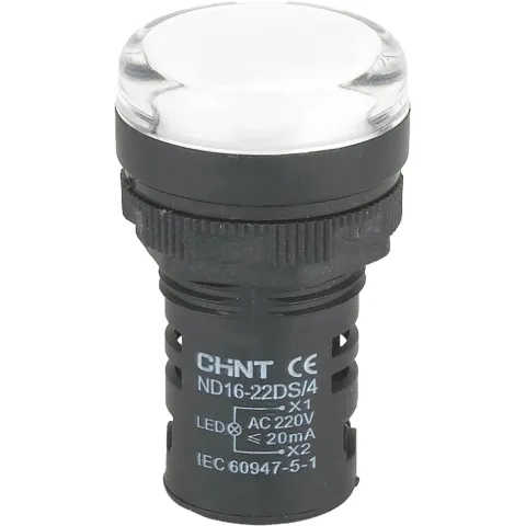 Индикатор световой ND16-22DS/4C белый, компактный, встр. конденсатор, IP65 АС230В (R)