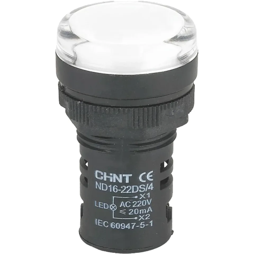 Индикатор ND16-22DS/2C белый, компактный, встр. резистор, IP65 АС/DC24В (R)