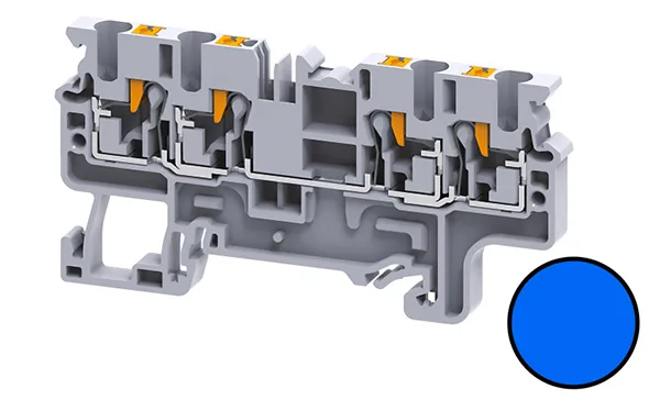 Клемма проходная CP2.5/4BU /5x74,7mm, push-in, 4 присоед., 2,5(max 4)mm2, 24A, 1000V, синяя