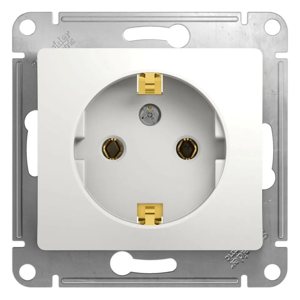 Розетка Systeme Electric Glossa, с заземлением, 16А, механизм, белый