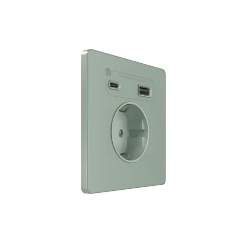 Розетка + USB Systeme Electric Infinity, скрытой установки с зк и зар. устр. А+С 20Вт (250В, 16А, защит. шторки), Таежное утро