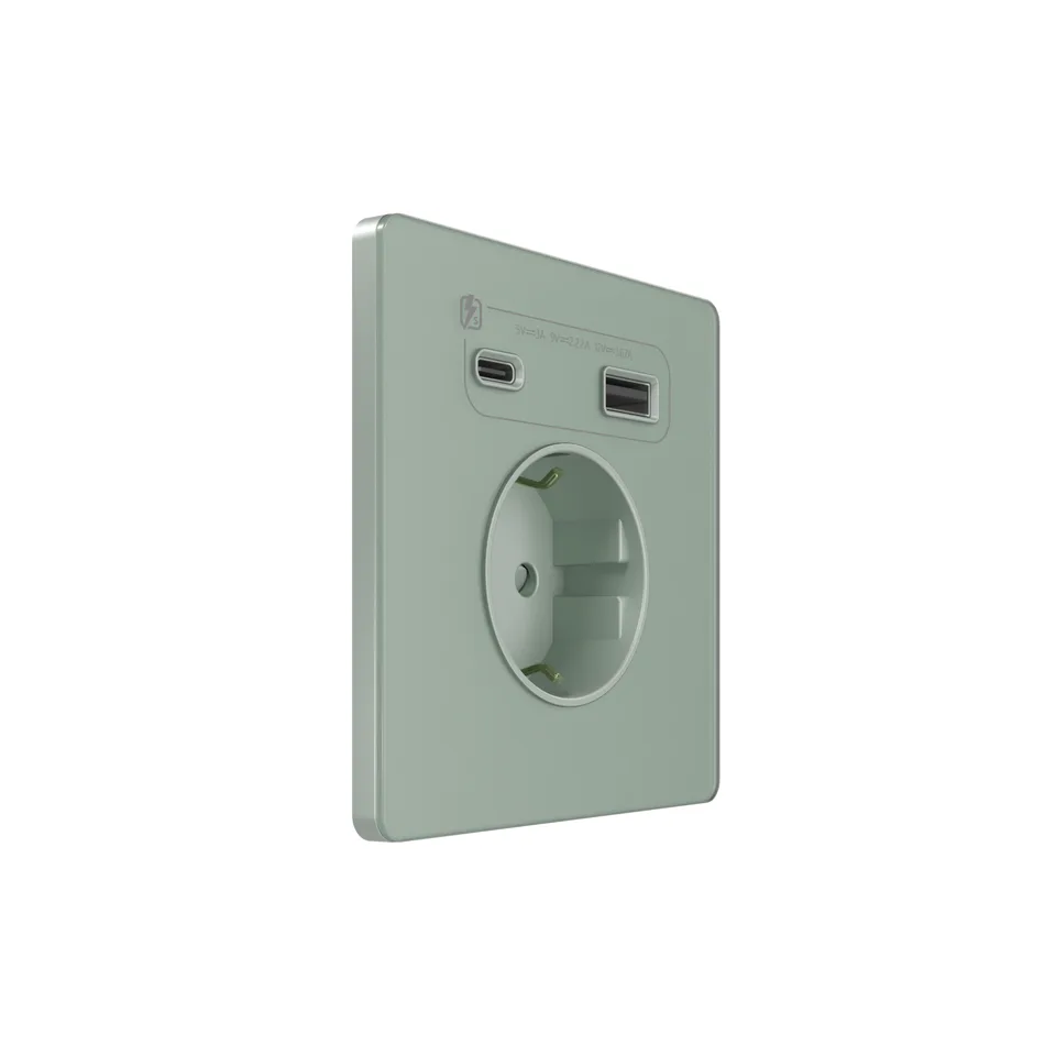Розетка + USB Systeme Electric Infinity, скрытой установки с зк и зар. устр. А+С 20Вт (250В, 16А, защит. шторки), Таежное утро