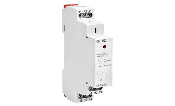 Реле промежуточное модульное GR8-208-230, 2CO, 8A(250VAC/24VDC), 230VAC/24VAC/DC, LED, 1M