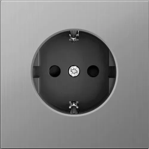 Накладка для розетки Schuko с заземлением со шторками 16A 250 В~, никель, серия R98 METAL