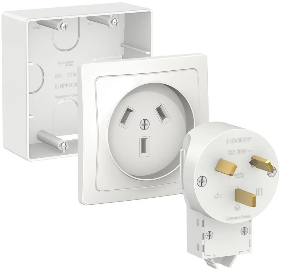 Коробка для открытой установки Systeme Electric Blanca, сил. комплект 32 А с подъем. короб., бел
