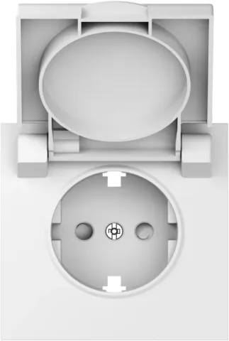 Накладка для розетки Schuko с заземлением, с крышкой, 16A 250 В~, матовый белый, серия S08