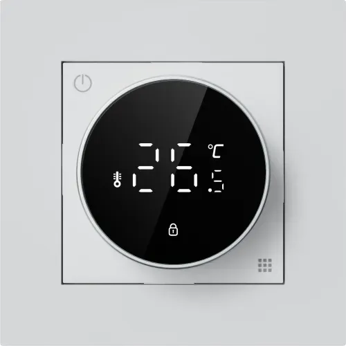 Терморегулятор с датчиком пола, 16 A, 55*55 мм. белый, поворотная ручка настройки с индикацией