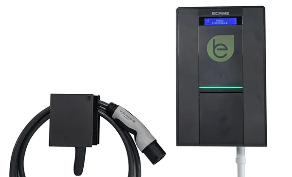 Зарядное устройство BE-W, Тип2, 22kW (32A, 400VAC 3P+N+E), с кабелем 4m, LCD, антрацит, 235x370x115mm, IK08, IP54