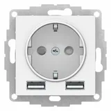 Розетка + USB Systeme Electric AtlasDesign, 16А с 2 A+A, 5В/2,4А, 2х5В/1,2А, механизм, белый