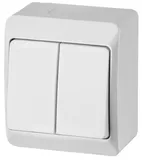 HERMES - Выключатель двухклавишный, 10A/250V, IP44, белый