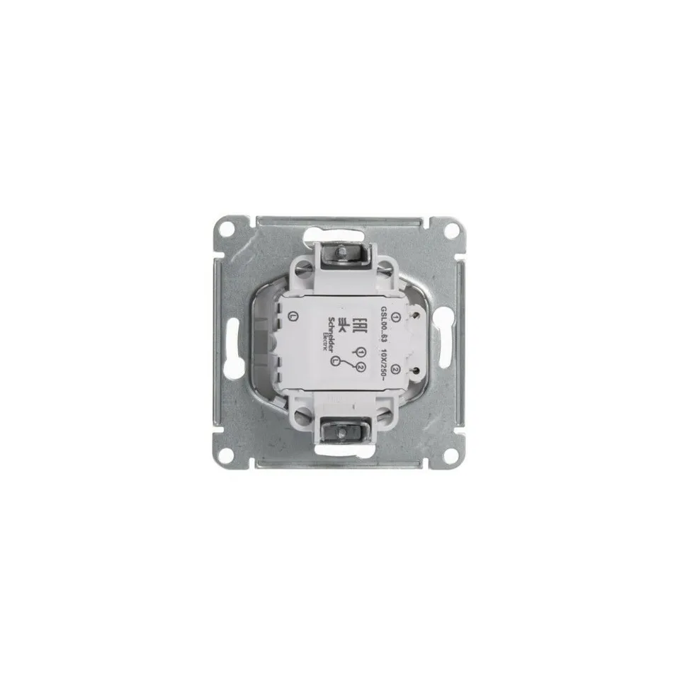 Выключатель Systeme Electric Glossa, 1-клавишный переключатель с подсветкой, схема 6а, 10АХ, механизм, белый