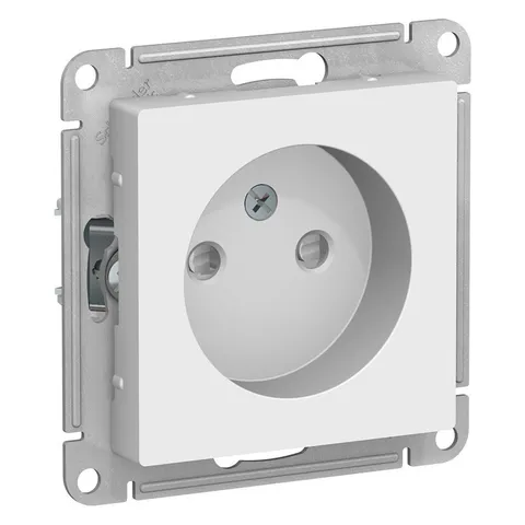 Розетка Systeme Electric AtlasDesign, без заземления со шторками, 16А, механизм, белый