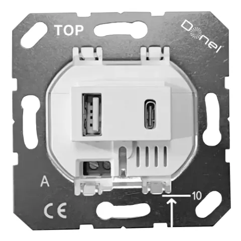 USB зарядное устройство, 3.1A. тип A:max 18W, тип С:max 32W, белый, серия DUSB