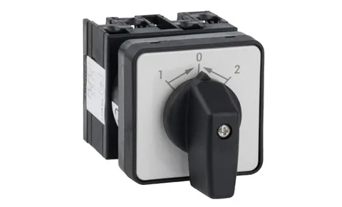 Переключатель UKT0-2-8215/E, 2P, 20A, тип 1→0←2, 2NO на 1_2, на дверь, фронт IP65