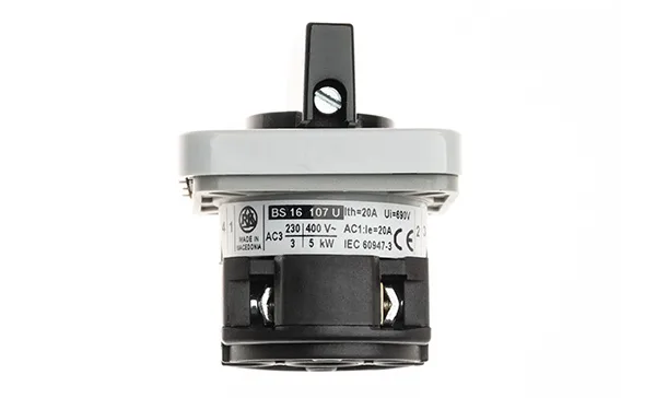 Переключатель BS 16 107 U, 1P, 20A, тип 0-1-2, 1NO на 1_2, на дверь, фронт IP40