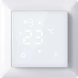 Термостат с датчиком пола, программируемый, 16 A, 55*55 мм., белое стекло