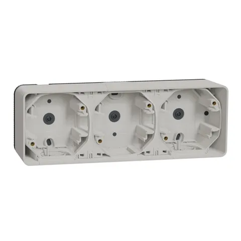 Коробка для открытой установки Schneider Electric Mureva, S, 3-х постовой бокс накл. монтажа, белый, IP55
