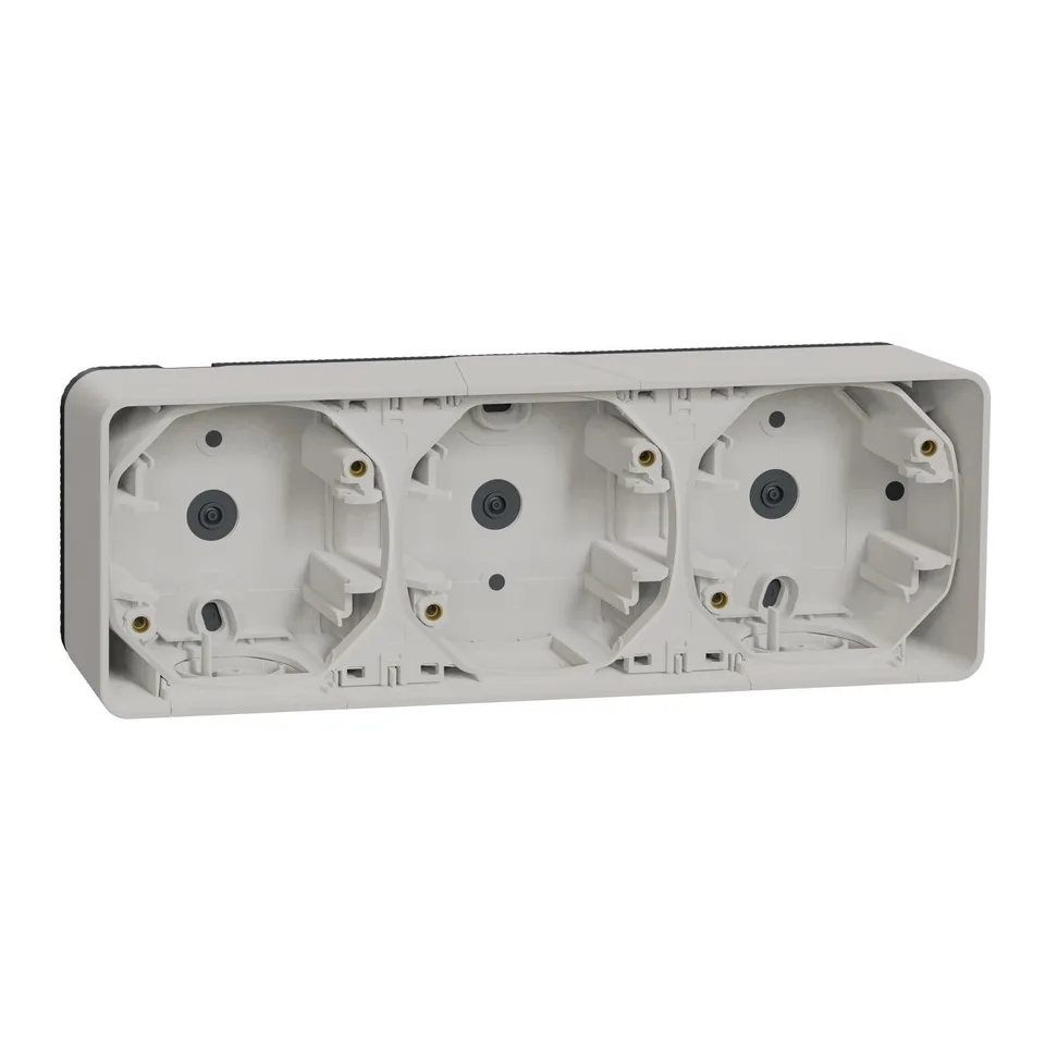 Коробка для открытой установки Schneider Electric Mureva, S, 3-х постовой бокс накл. монтажа, белый, IP55