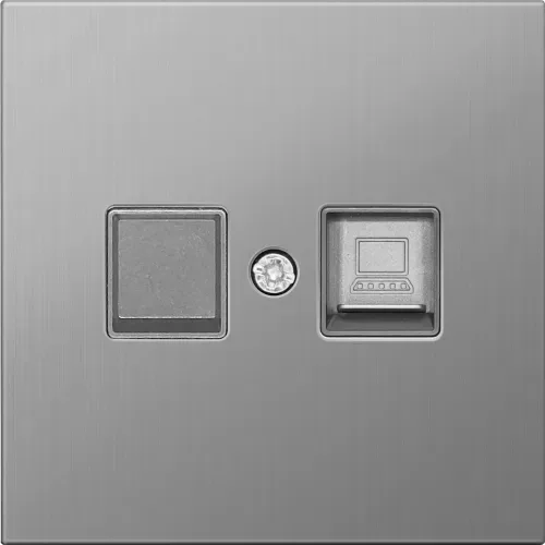 Накладка для розетки RJ45/RJ11, одиночная, никель, серия R98 METAL