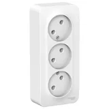 Розетка Systeme Electric Blanca, открытой установки 3-ая без заземления без шт. изол. пл., 16А, 250В, белый