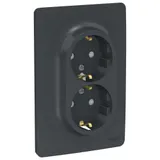 Розетка Schneider Electric Unica, NEW двойная, со шторками, с заземлением, винт. зажим., антрацит