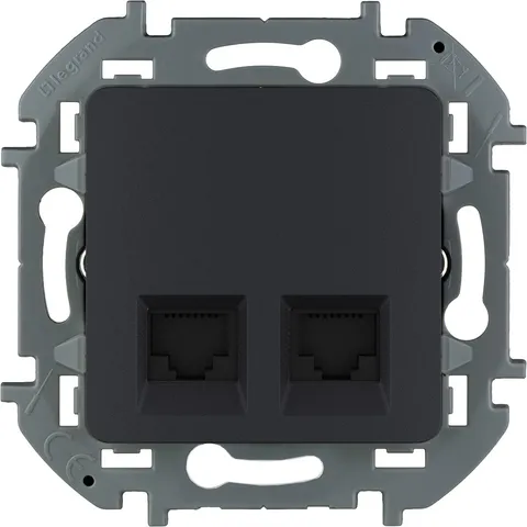 Inspiria - Розетка 2хRJ-45 UTP CAT6 (антрацит)