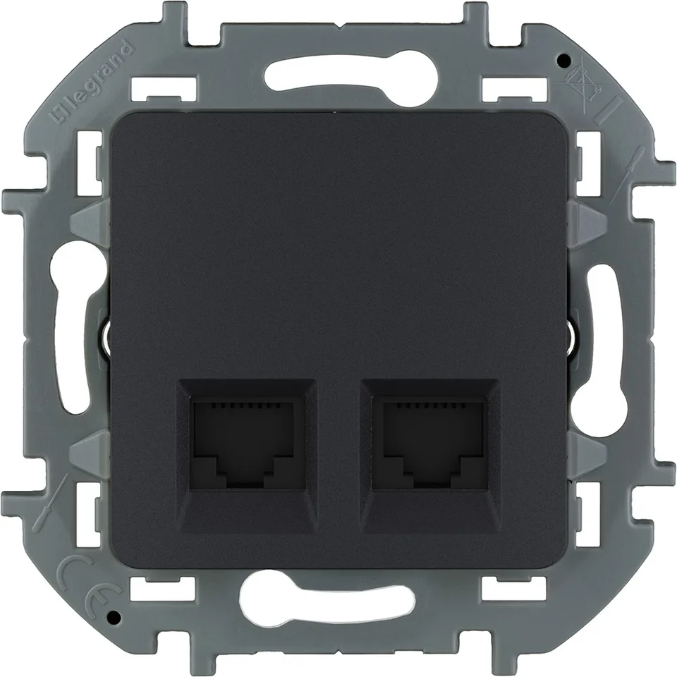 Inspiria - Розетка 2хRJ-45 UTP CAT6 (антрацит)