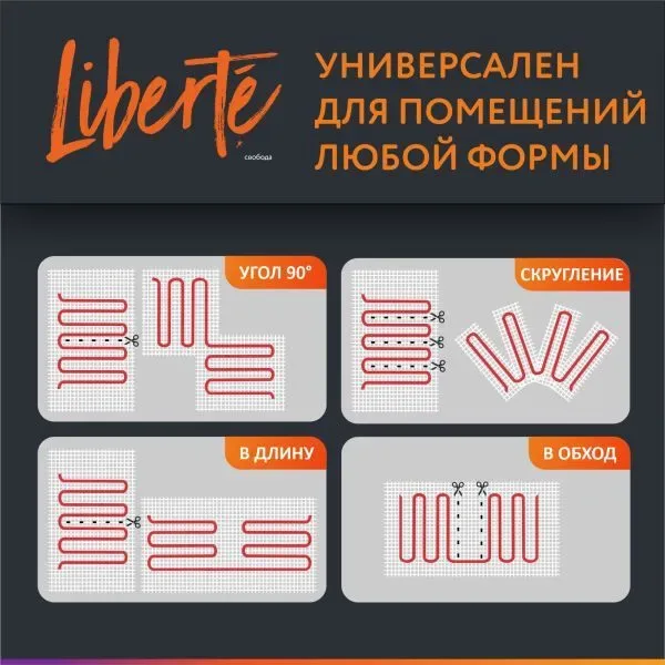 Нагревательный мат Теплолюкс Liberte, 150 Вт/м², 0,5 м², 75 Вт