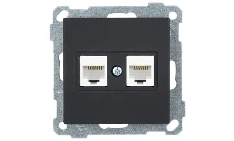 21 - Розетка телефонная RJ-12+RJ-45 кат.5е, черный мат