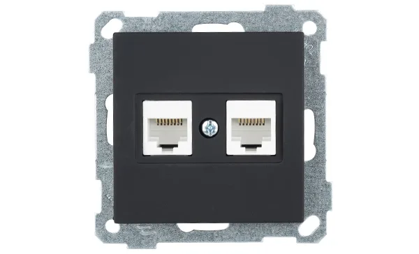 21 - Розетка телефонная RJ-12+RJ-45 кат.5е, черный мат