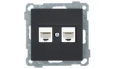 21 - Розетка телефонная RJ-12+RJ-45 кат.5е, черный мат