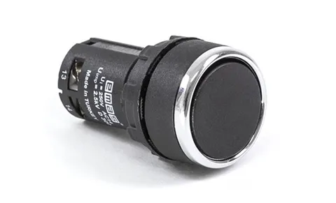 Кнопка MB, черная, без фиксации, плоская, 1NO, 3A 230V AC15, 22mm, IP50