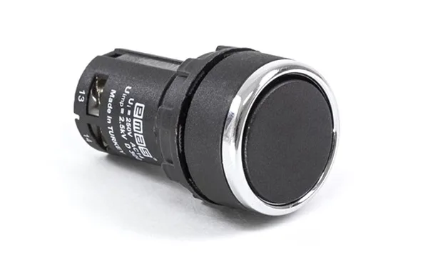 Кнопка MB, черная, без фиксации, плоская, 1NO, 3A 230V AC15, 22mm, IP50