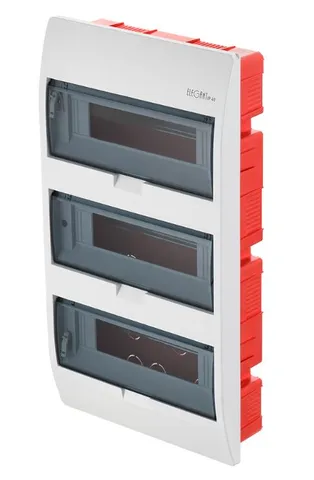 Щит встраиваемый 3x12M, N/PE 4x 2x16+7x10mm2, 3x дымчатых пласт. двери, белый RAL9003, 550x303x104mm, IP40