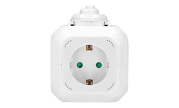 Удлинитель куб, 2хUSB 5V 2,1A + 4x2P+E, со шторками, нем. стандарт, с возможностью накладного монтажа, кабель 1,4м, белый