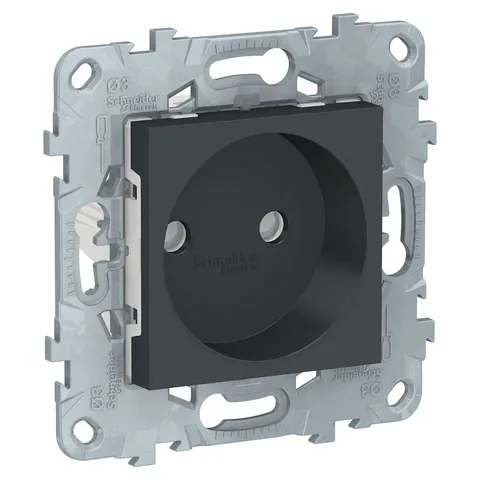 Розетка Schneider Electric Unica, NEW без заземления, со шторками, винт. зажим, 16 А, антрацит