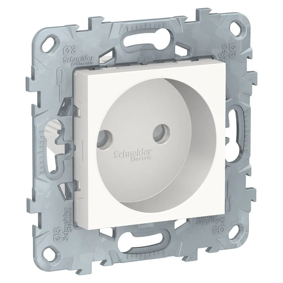 Розетка Schneider Electric Unica, NEW без заземления, со шторками, винт. зажим, 16 А, 250 В, белый