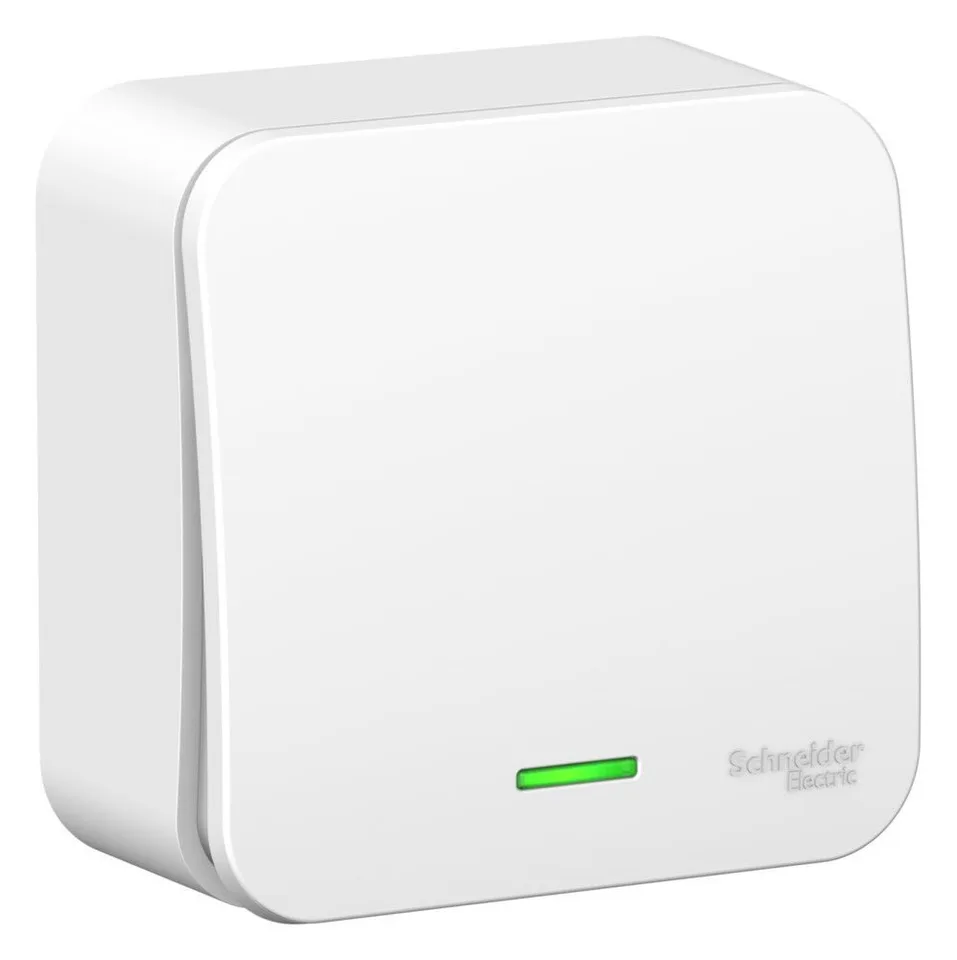 Выключатель Systeme Electric Blanca, открытой установки 1-клавишный (cх.1) с подсветкой изол. пл., 10А, 250B, белый
