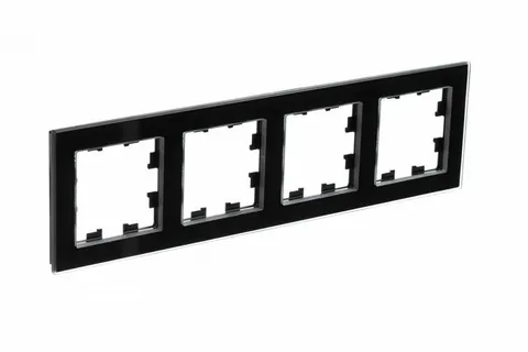 Рамка Systeme Electric AtlasDesign, 4-постовая, стекло черный