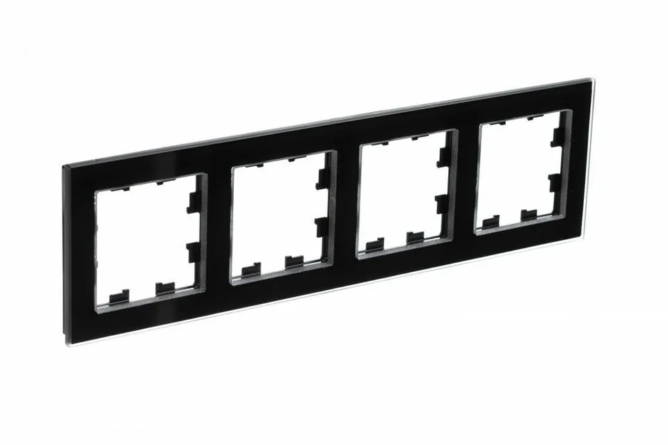 Рамка Systeme Electric AtlasDesign, 4-постовая, стекло черный