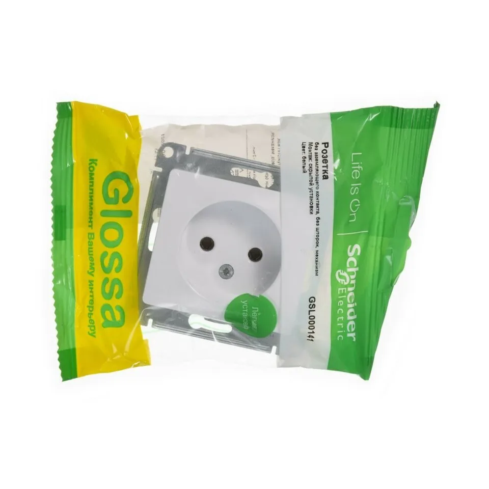 Розетка Systeme Electric Glossa, без заземления, 16А, механизм, белый