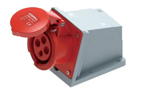 Разъем пром. силовой CEE настенный угловой, гнездо, 16A, 3P+E 6h, 380_415VAC 50/60Hz, IP44, серия Hexie