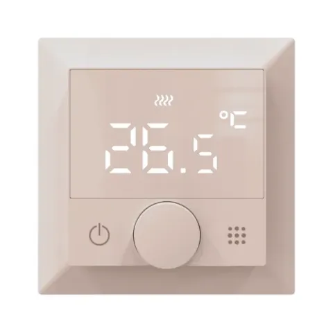 Термостат с датчиком пола, 16 A, 55*55 мм, кашемир, ручка настройки