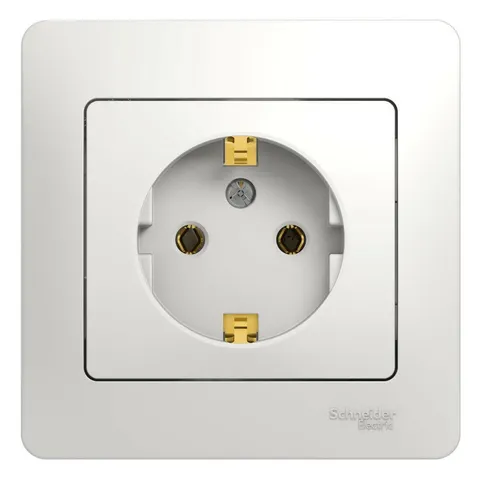 Розетка Systeme Electric Glossa, с заземлением, 16А, в сборе, белый