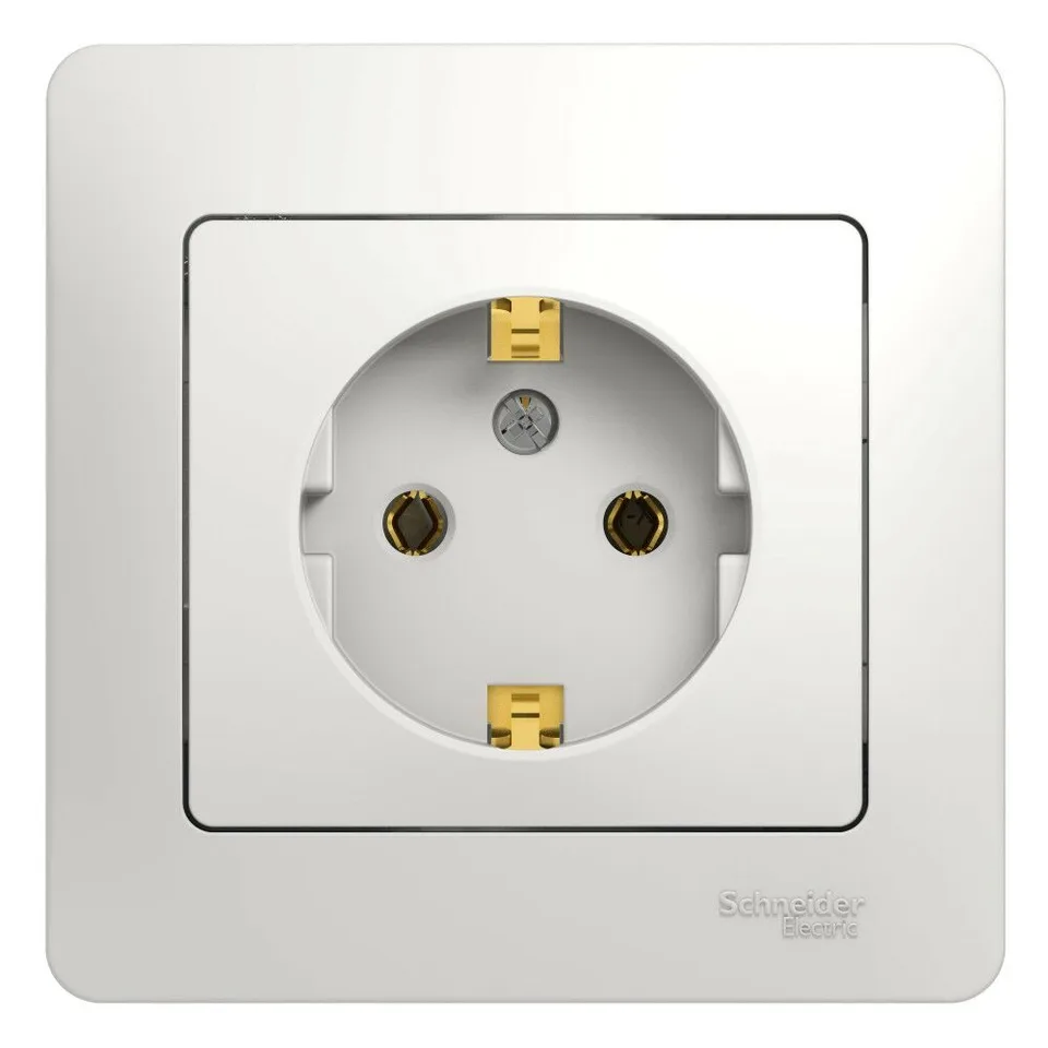 Розетка Systeme Electric Glossa, с заземлением, 16А, в сборе, белый