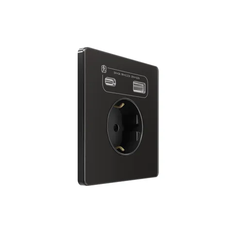 Розетка + USB Systeme Electric Infinity, скрытой установки с зк и зар. устр. А+С 20Вт (250В, 16А, защит. шторки), Полярная ночь
